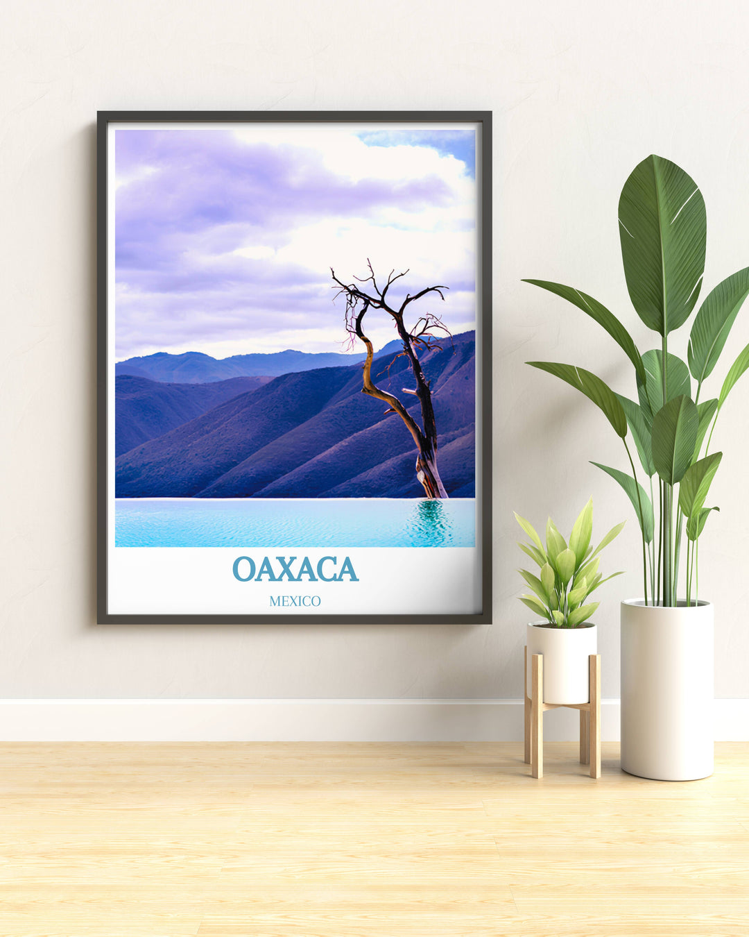 Canvas art of Hierve el Agua, Mexico, showcasing the stunning contrast between arid landscapes and refreshing natural pools.