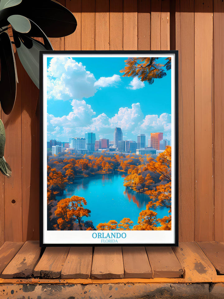 Lake Eola Park - Orlando Travel Print Wall Art - Housewarming Gift