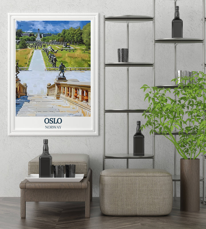 Wall art of Vigeland Sculpture, depicting the serene beauty and emotive depth of Gustav Vigelands iconic sculptures, ideal for art enthusiasts.