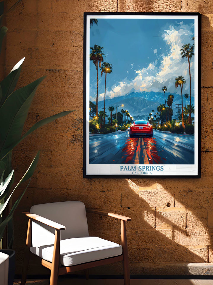 Palm Springs Travel Print - Tesla Model S Print