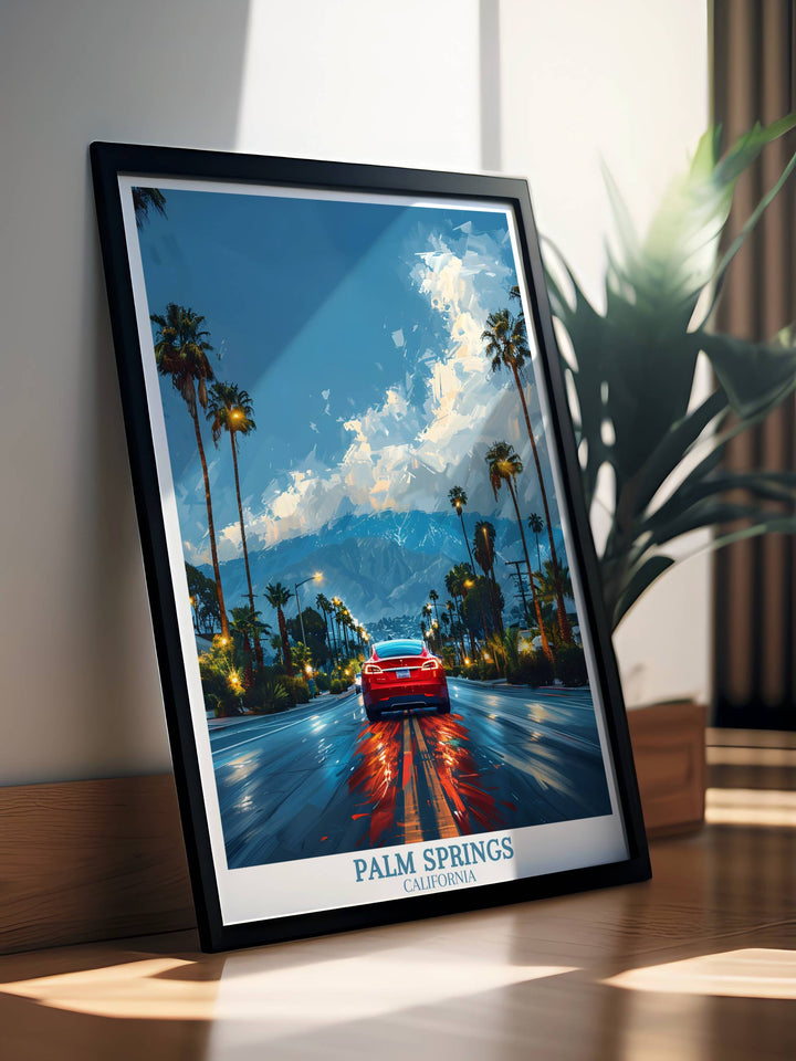 Palm Springs Travel Print - Tesla Model S Print