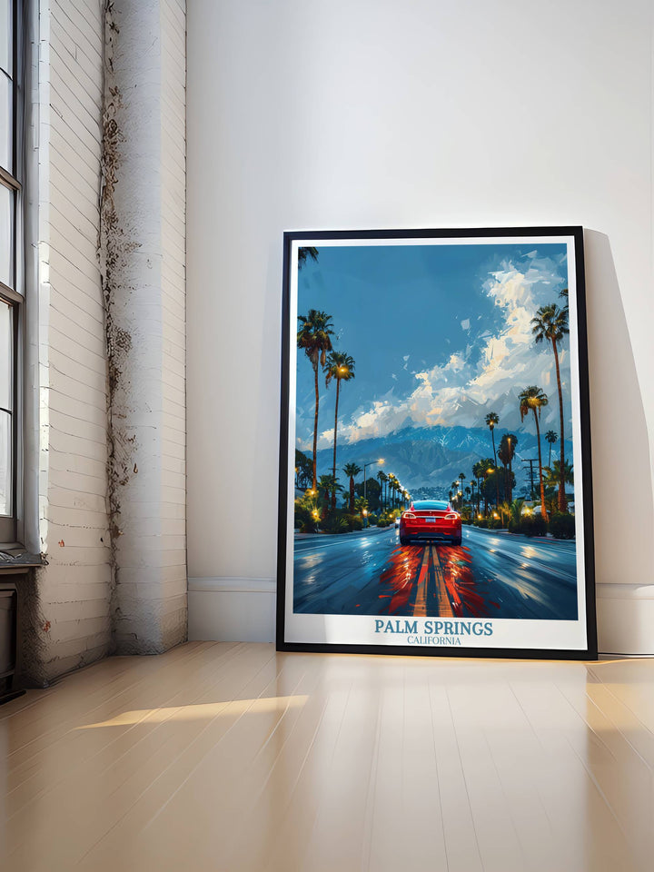 Palm Springs Travel Print - Tesla Model S Print