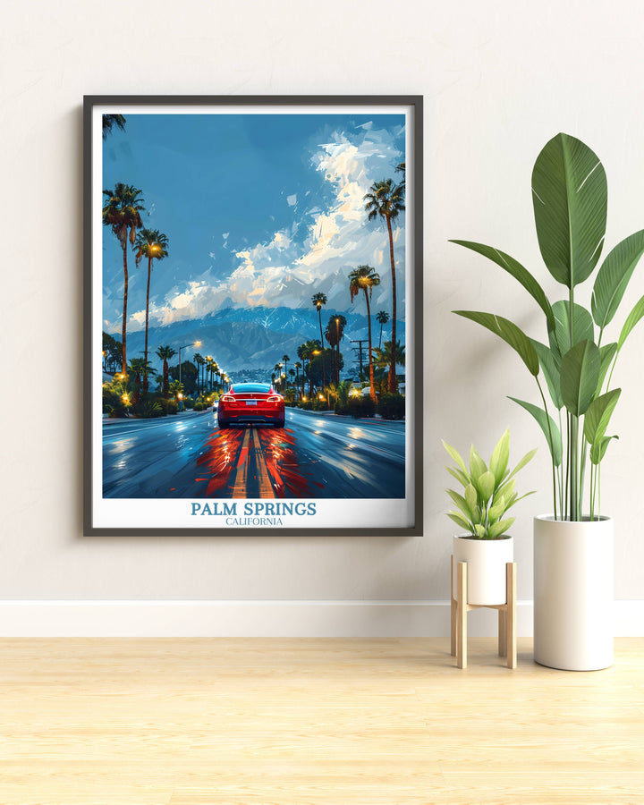 Palm Springs Travel Print - Tesla Model S Print