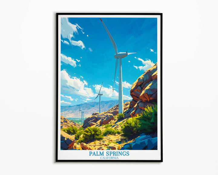 Indulge in the timeless charm of Palm Springs with our exclusive Palm Springs Poster. This captivating Print showcases the iconic Palm Springs Windmills, making it a perfect addition to any home decor and an ideal housewarming gift for art lovers.