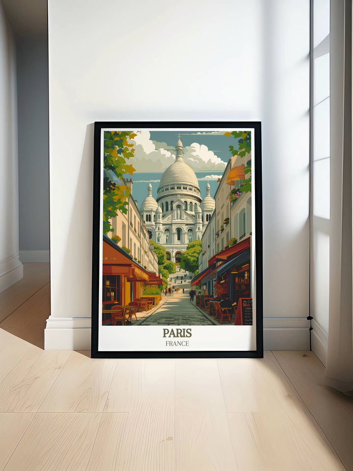 Paris art prints featuring Montmartres charming streets and iconic landmarks, perfect for adding a touch of Parisian elegance to your home decor.