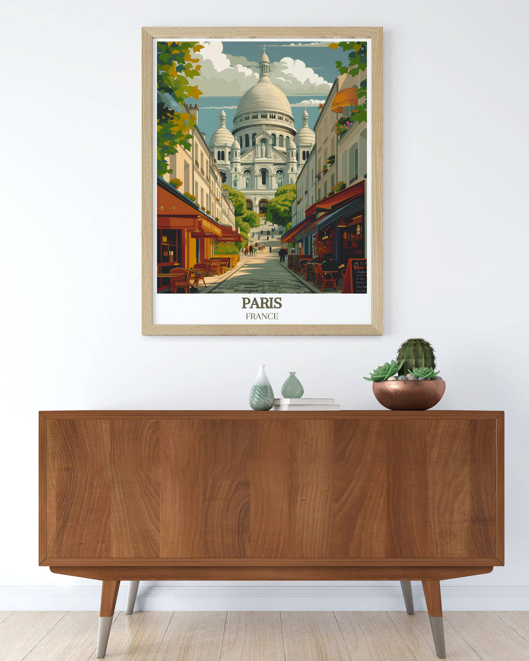 Montmartre wall art collection, highlighting the vibrant colors and lively atmosphere of this iconic Parisian neighborhood, ideal for adding a touch of French charm to any space.