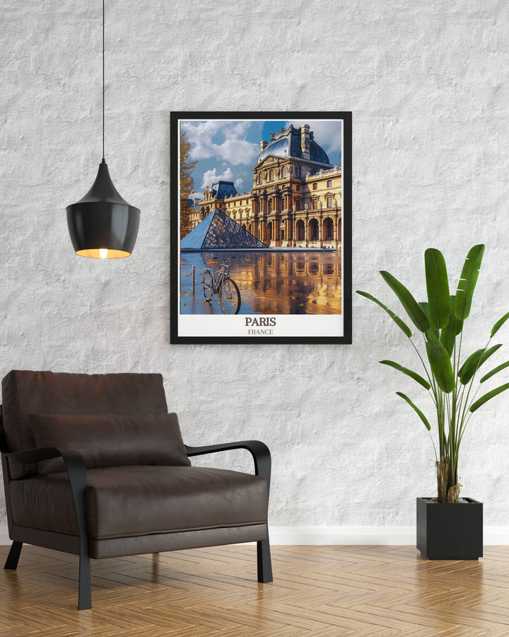Modern wall art featuring abstract interpretations of Parisian landmarks, adding a contemporary touch to any living space and sparking conversation among guests.