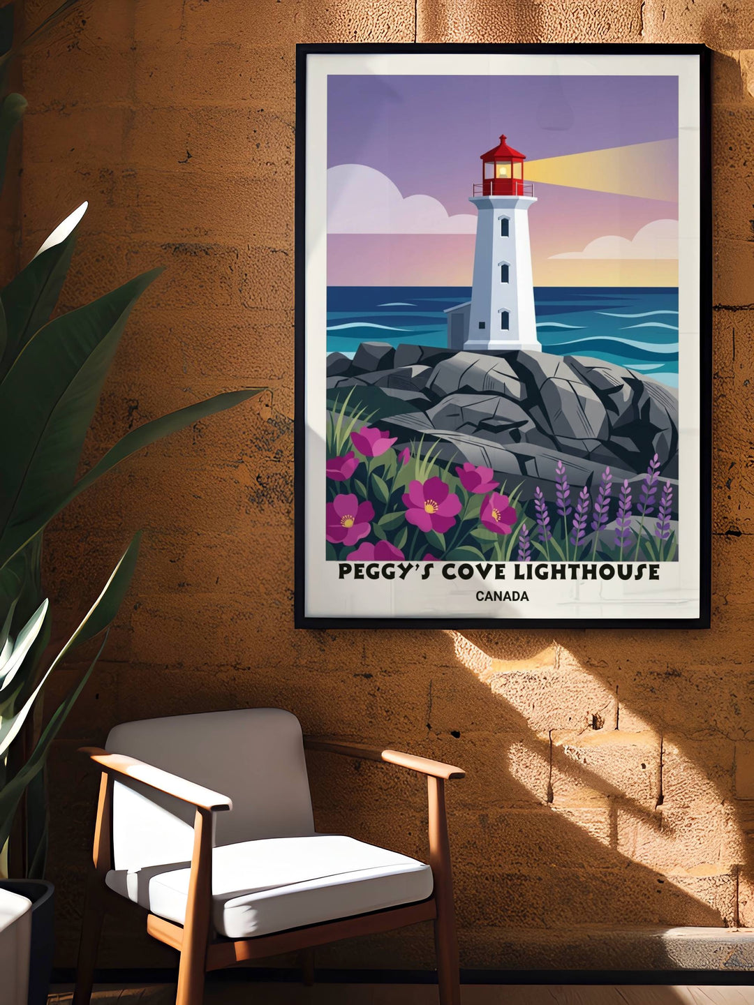 Artistic travel souvenir of Nova Scotia featuring the famous Peggy&
