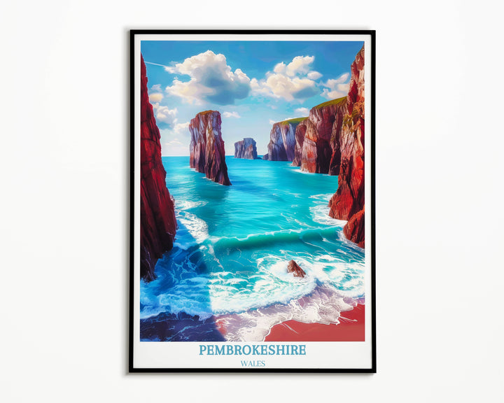 Discover the stunning beauty of Pembrokeshire with our exquisite Pembrokeshire Travel Print. Capturing the essence of the iconic Pembrokeshire Coast and its breathtaking landscapes.