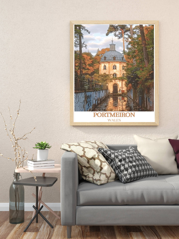 Portmeirion Custom Prints showcase the vibrant and serene beauty of this picturesque Welsh village. Ideal for home decor enthusiasts who appreciate the charm and elegance of unique travel prints.