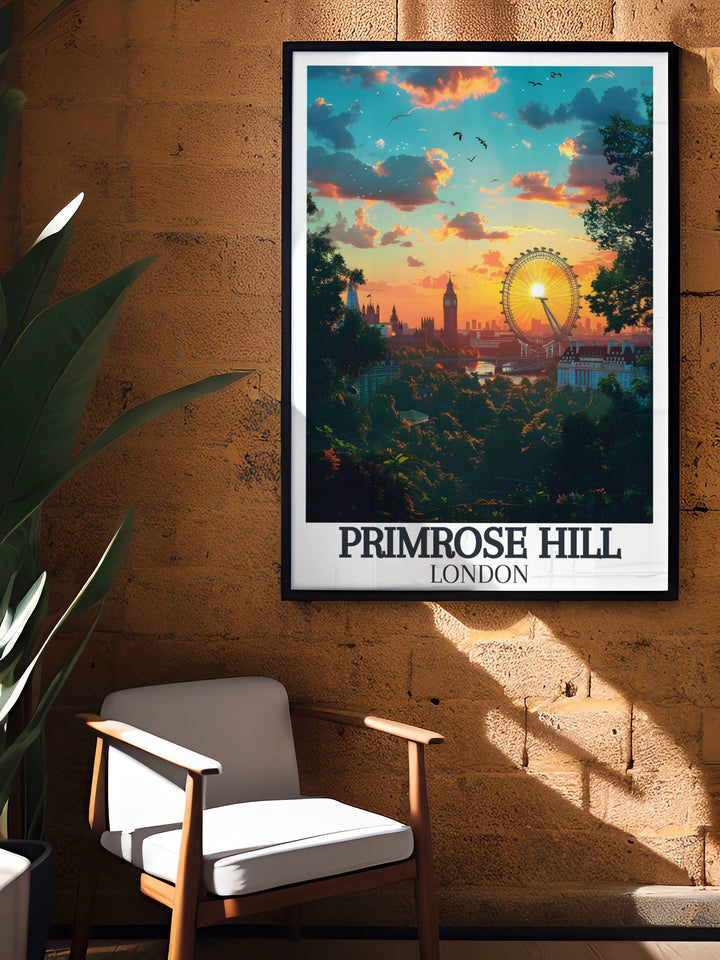 Primrose Hill canvas art capturing the essence of Londons skyline and green landscape, ideal for home decoration.