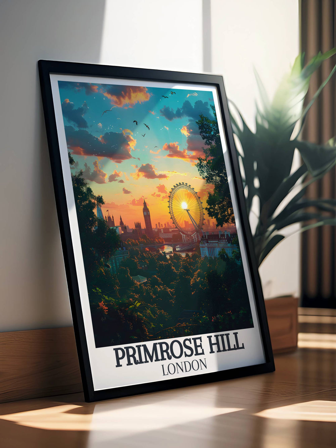 Fine art print of Primrose Hill, showcasing the tranquil setting and panoramic views, perfect for adding elegance to any space.