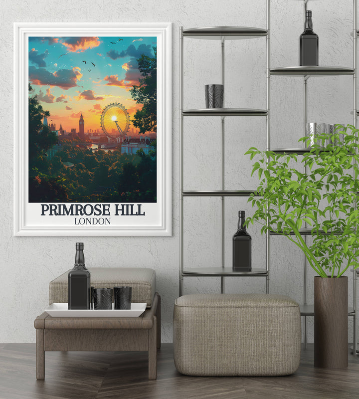 Primrose Hill canvas art capturing the essence of Londons skyline and green landscape, ideal for home decoration.