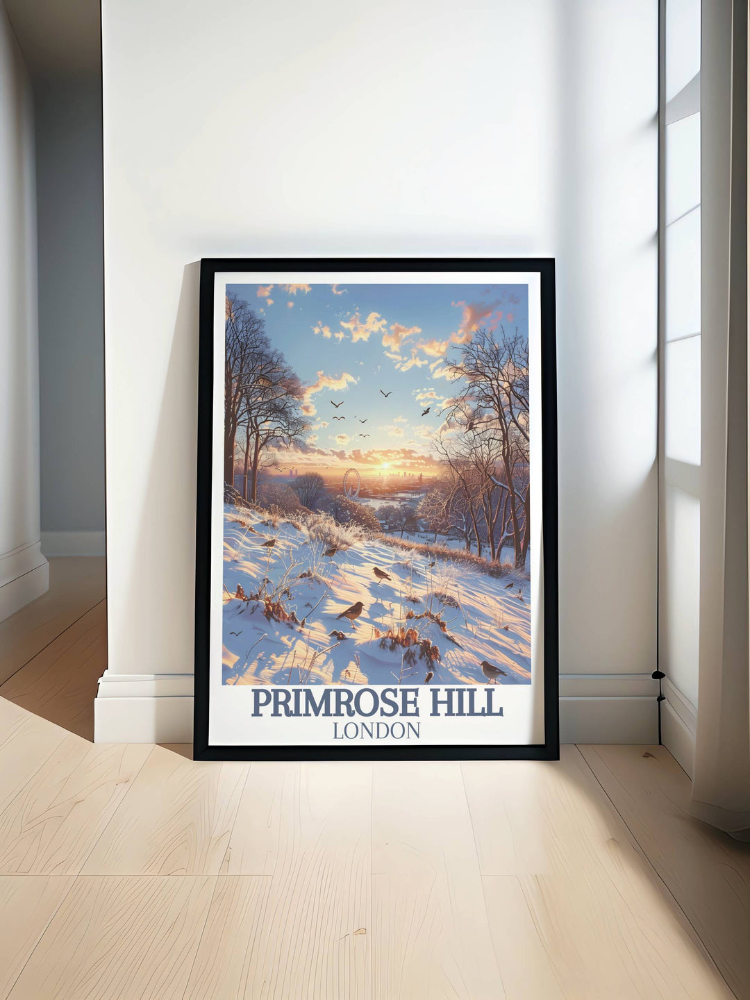 Primrose Hill Gallery Wall Art capturing the serene beauty of Londons skyline, perfect for adding a touch of tranquility to your home decor.