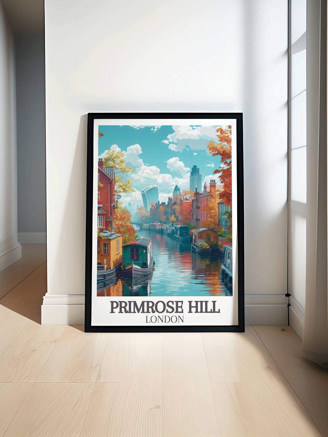Primrose Hill Modern Wall Decor capturing the serene beauty of Londons skyline, perfect for adding a touch of tranquility to your home decor.