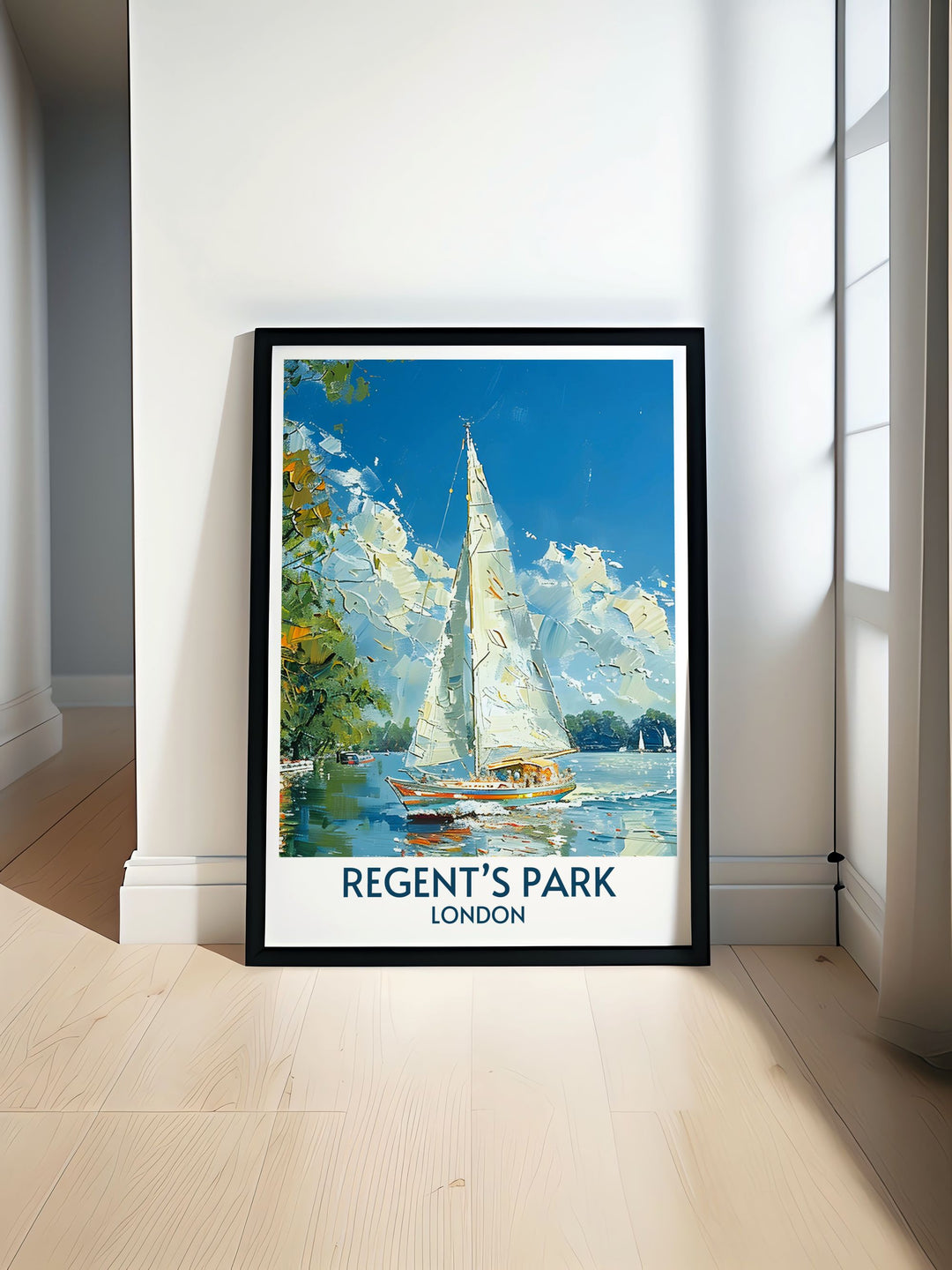 Regents Park Modern Wall Decor capturing the serene beauty of Londons skyline, perfect for adding a touch of tranquility to your home decor.