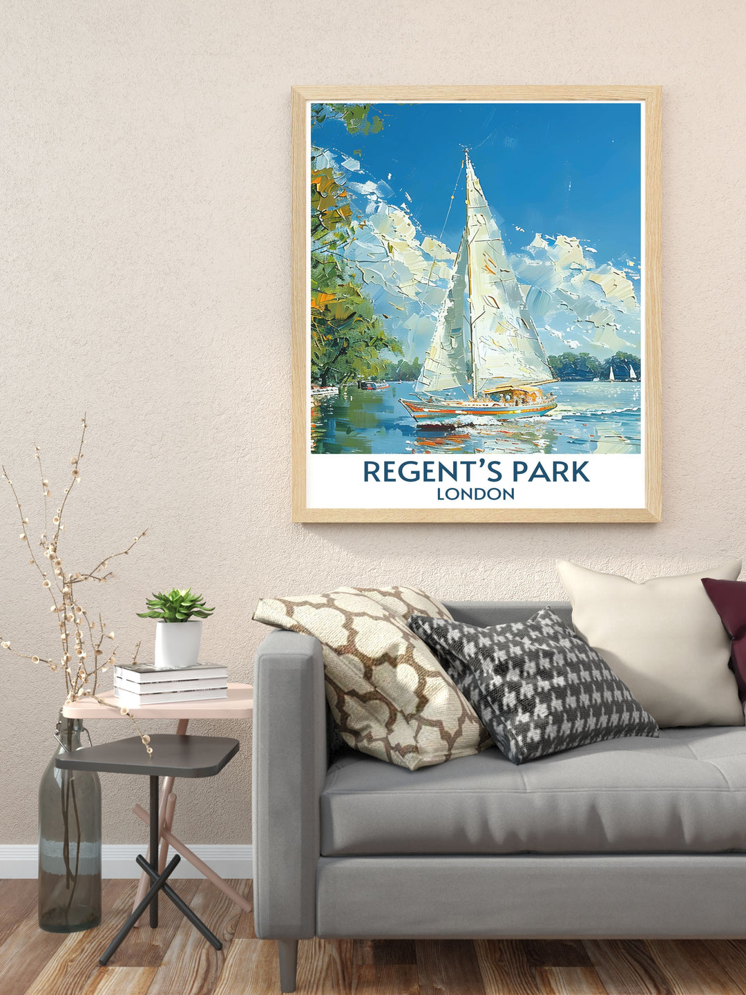 Boating Lake Wall Art celebrating the serene waters and scenic views of this iconic location in Regents Park, perfect for any decor.