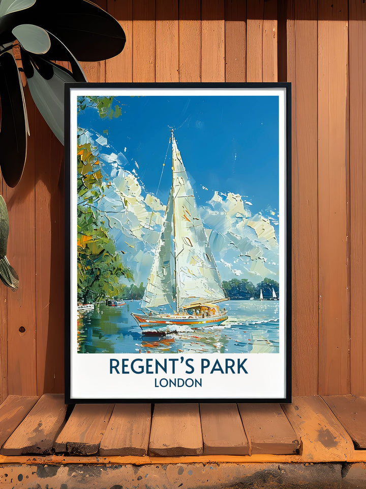 Regents Park Boating Lake Posters capturing the magic of peaceful boat rides and reflective waters in this famous London park, perfect for any room.
