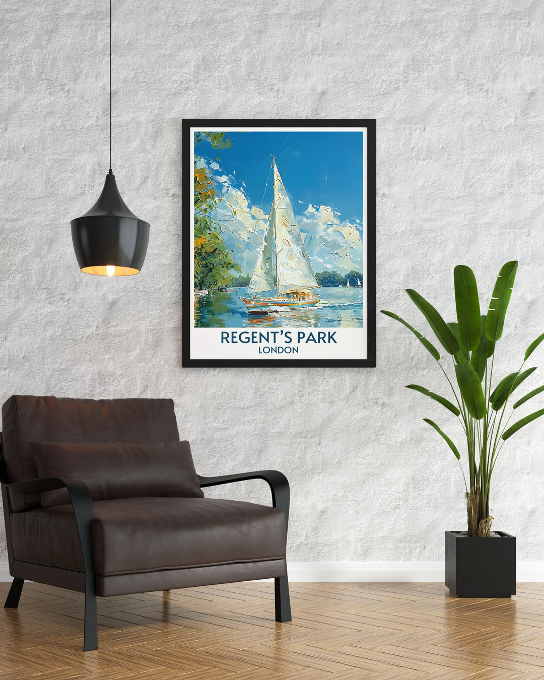 Stunning Wall Art of Regents Park, showcasing the tranquil beauty of Londons famous park and boating lake, ideal for adding a touch of nature to your living space.