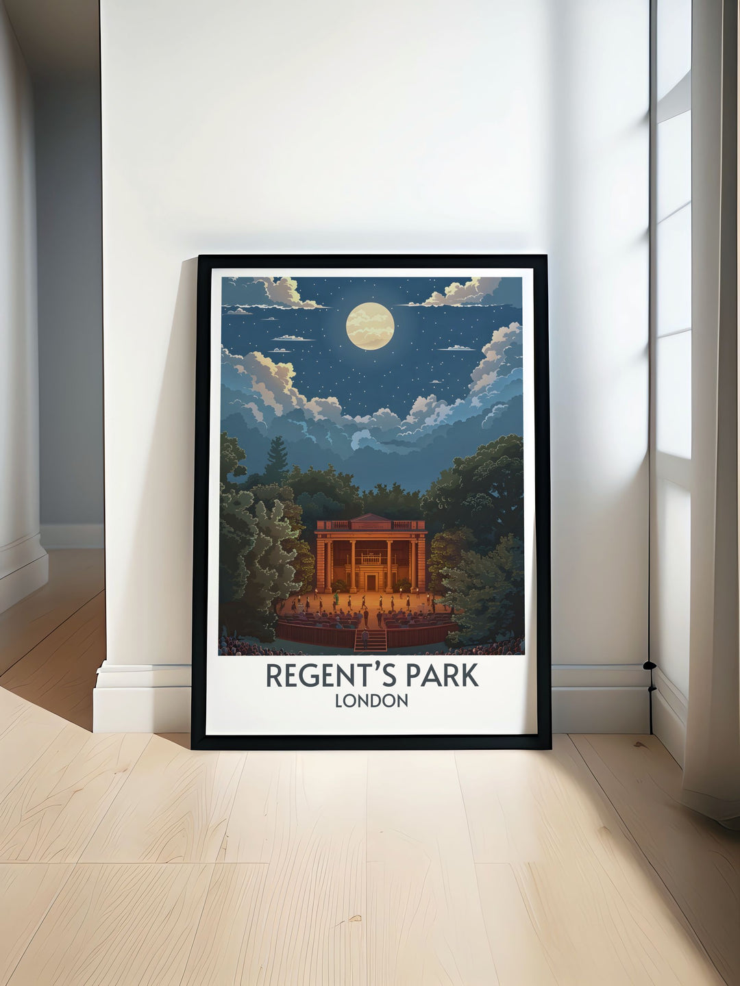 Regents Park Fine Art Print capturing the lush greenery and serene landscapes of one of Londons most iconic Royal Parks, perfect for adding elegance to your home decor.