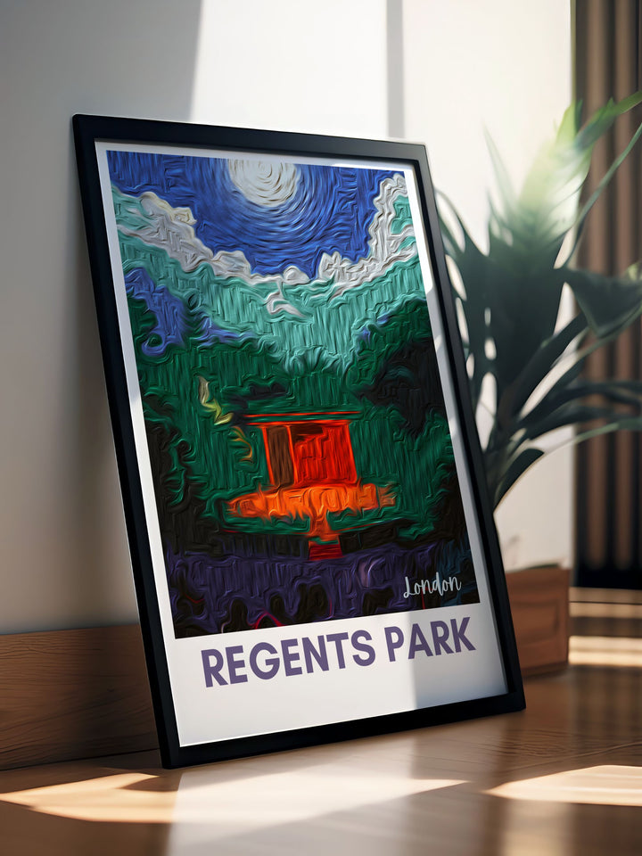 Beautiful Regents Park Prints capturing the picturesque pathways and serene settings of Londons iconic park, perfect for home decor.