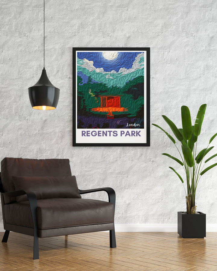 London Framed Art capturing the serene atmosphere and iconic views of Regents Park, perfect for any decor.