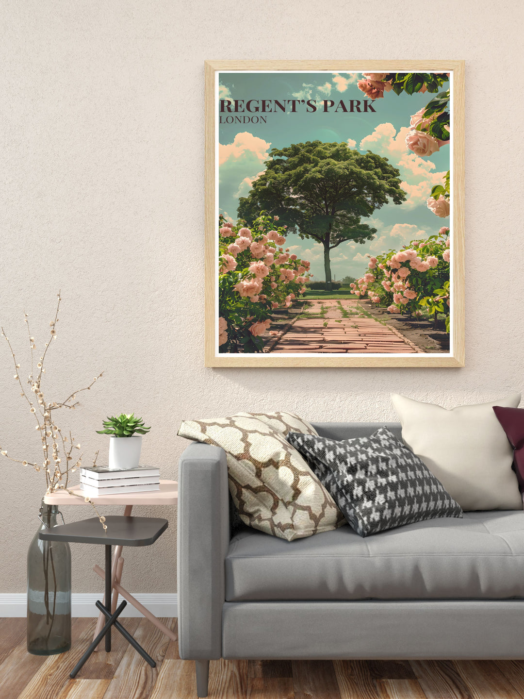 Regents Park Framed Art highlighting the serene atmosphere and picturesque pathways of this iconic London park.