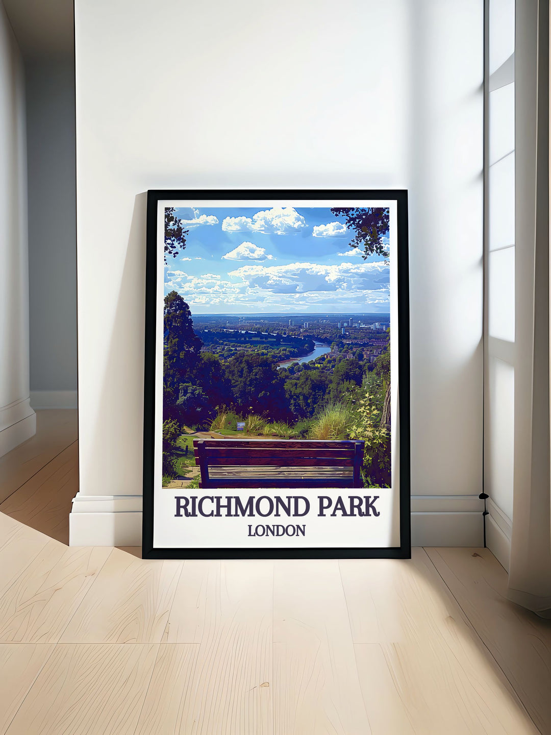 King Henrys Mound Gallery Wall Art capturing the panoramic view from Richmond Park to St. Pauls Cathedral, perfect for adding a touch of Londons history to your home decor.