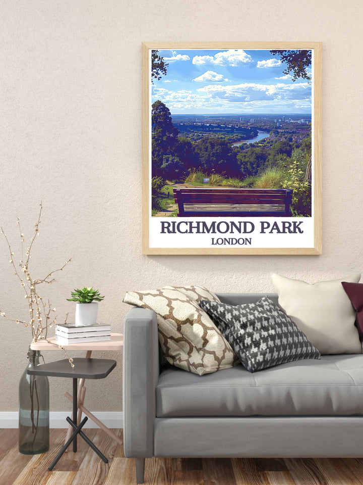 Richmond Park Vintage Posters capturing the lush landscapes and timeless charm of one of Londons most beloved parks, ideal for home decor.