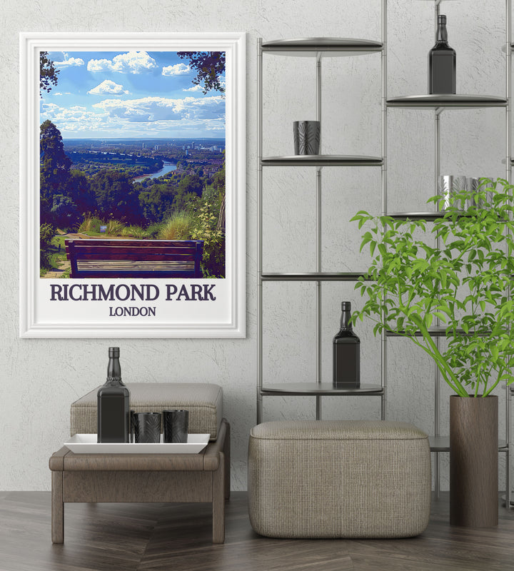 Elegant Framed Art of King Henrys Mound, highlighting the serene atmosphere and iconic views of this historic vantage point in Richmond Park.