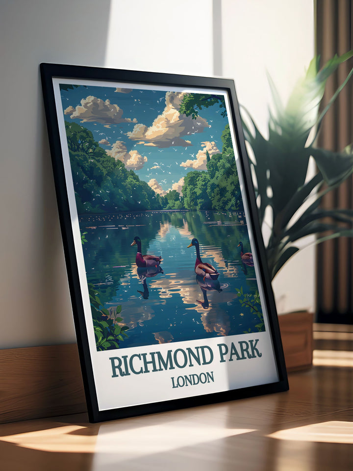 Home Decor of Pen Ponds showcasing the serene ponds and scenic pathways, bringing the beauty of Richmond Park into your home.