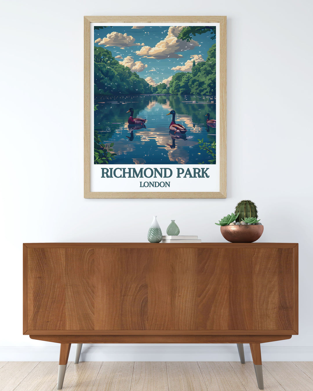 Richmond Park Wall Art capturing the serene atmosphere and iconic views of Pen Ponds, perfect for any decor.