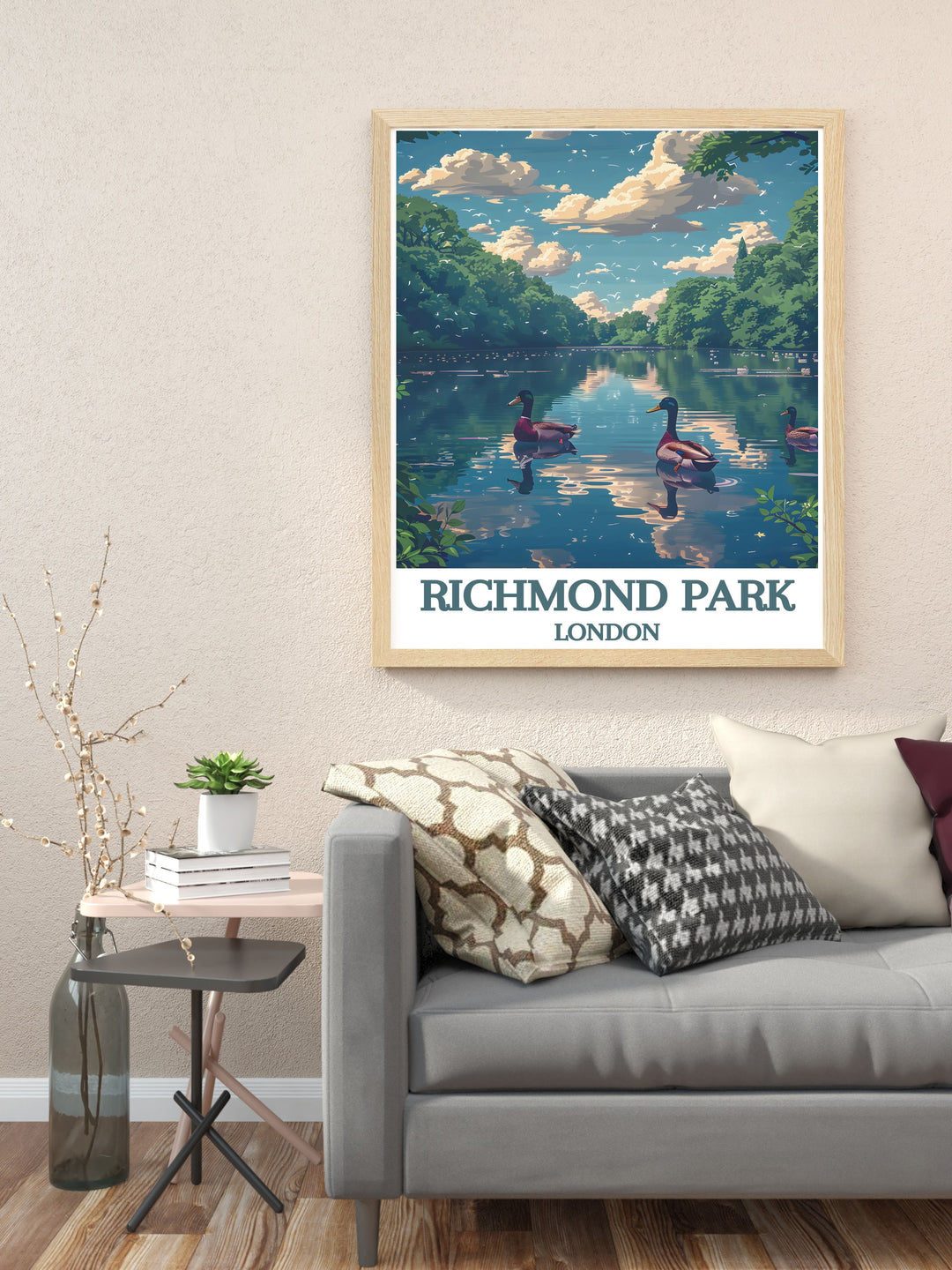 Stunning Wall Art of Richmond Park, showcasing the tranquil beauty of Londons famous park and Pen Ponds, ideal for adding a touch of nature to your living space.