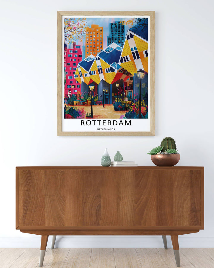Netherlands residential destination art print highlighting a unique minimalist approach to the city&