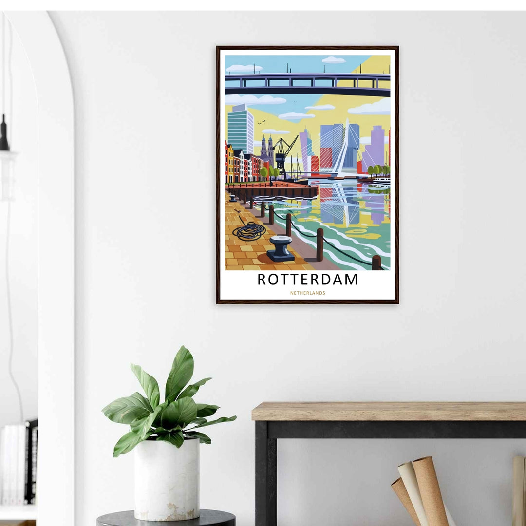 Rotterdam Netherlands framed wall art by MapYourDreams inspired by modern Dutch city culture and waterfront architecture, designed to bring travel inspiration and contemporary visual impact into residential and commercial spaces.