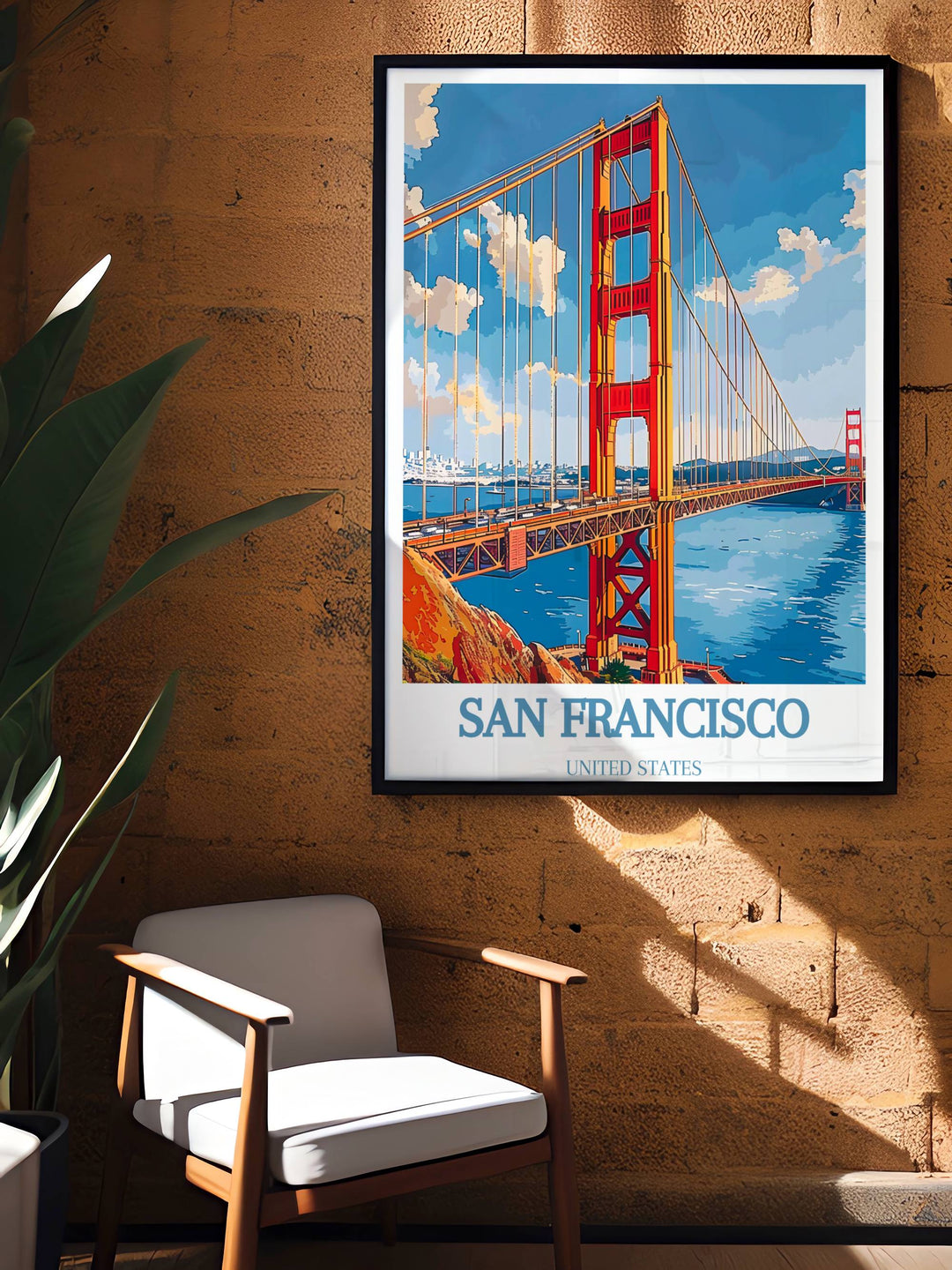 San Francisco Fine Art Print capturing the vibrant energy and unique charm of the citys iconic Golden Gate Bridge, ideal for home decor.