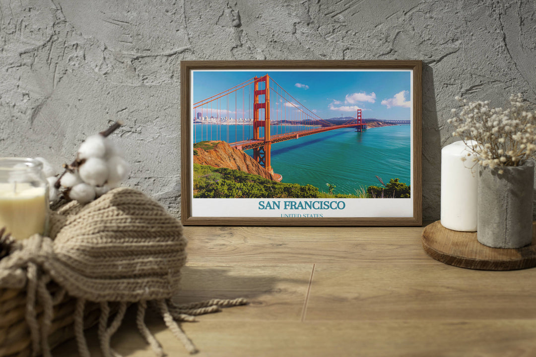Celebrate the architectural brilliance of the Golden Gate Bridge with our exquisite Framed Art, highlighting its elegance and role as a beloved landmark.