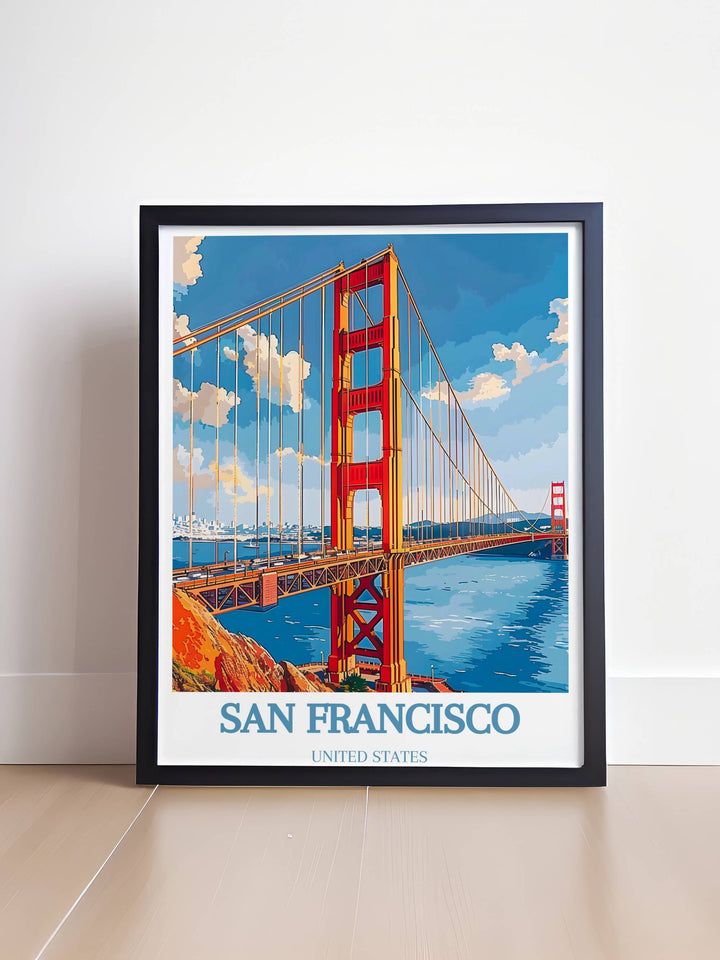 Experience the grandeur of the Golden Gate Bridge with our Home Decor collection, showcasing its striking red hue and grand scale in beautiful detail.