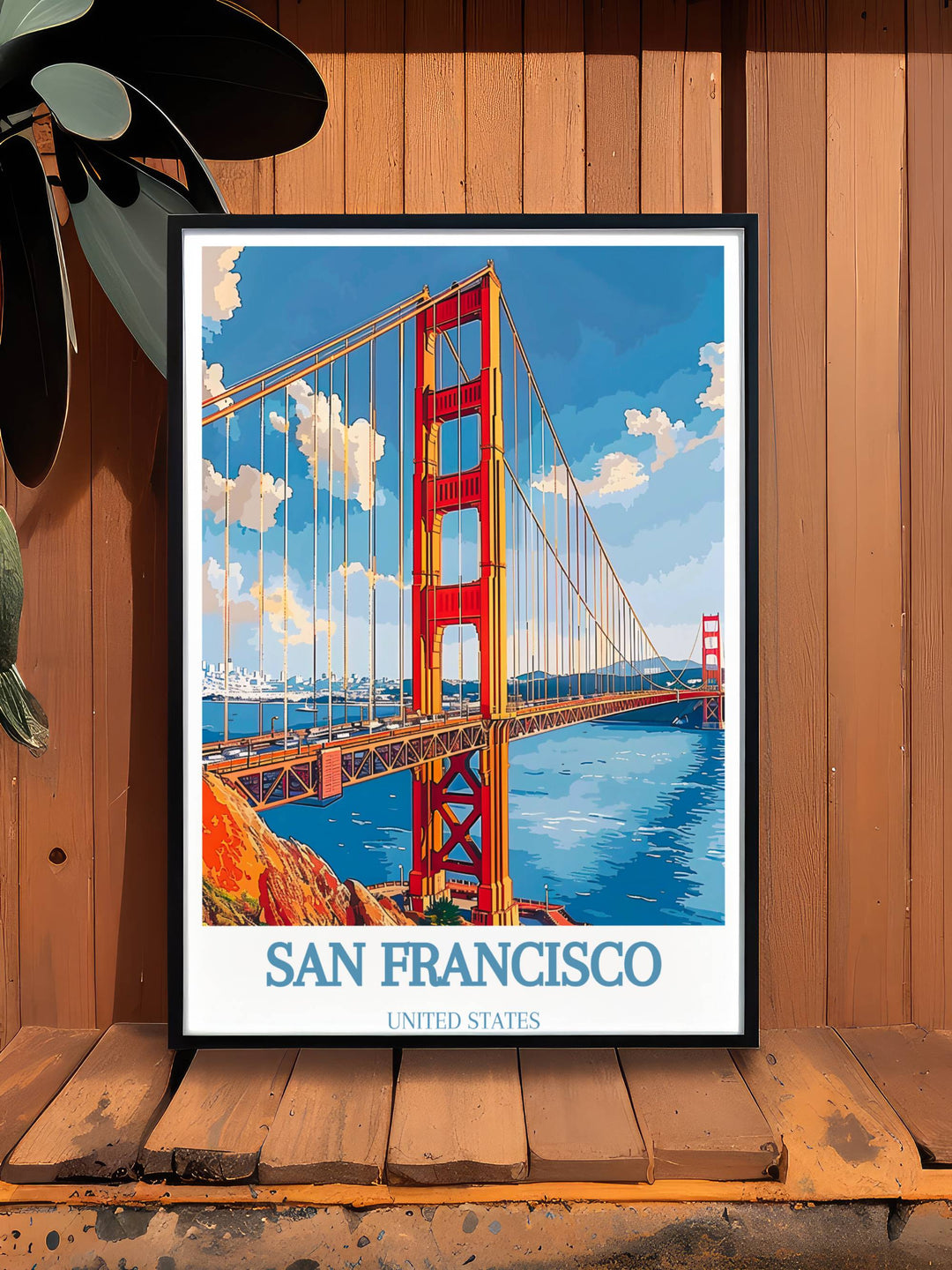 Stunning San Francisco Posters capturing the diverse and vibrant scenes of the city, with a focus on the majestic Golden Gate Bridge.