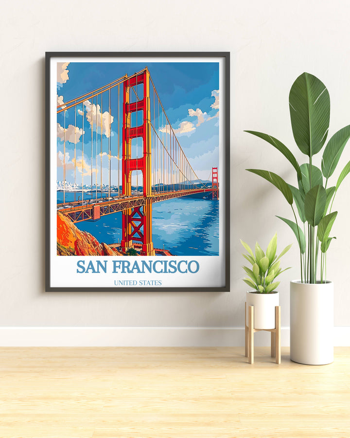 Celebrate the architectural brilliance of the Golden Gate Bridge with our exquisite Home Decor, highlighting its elegance and role as a beloved landmark.