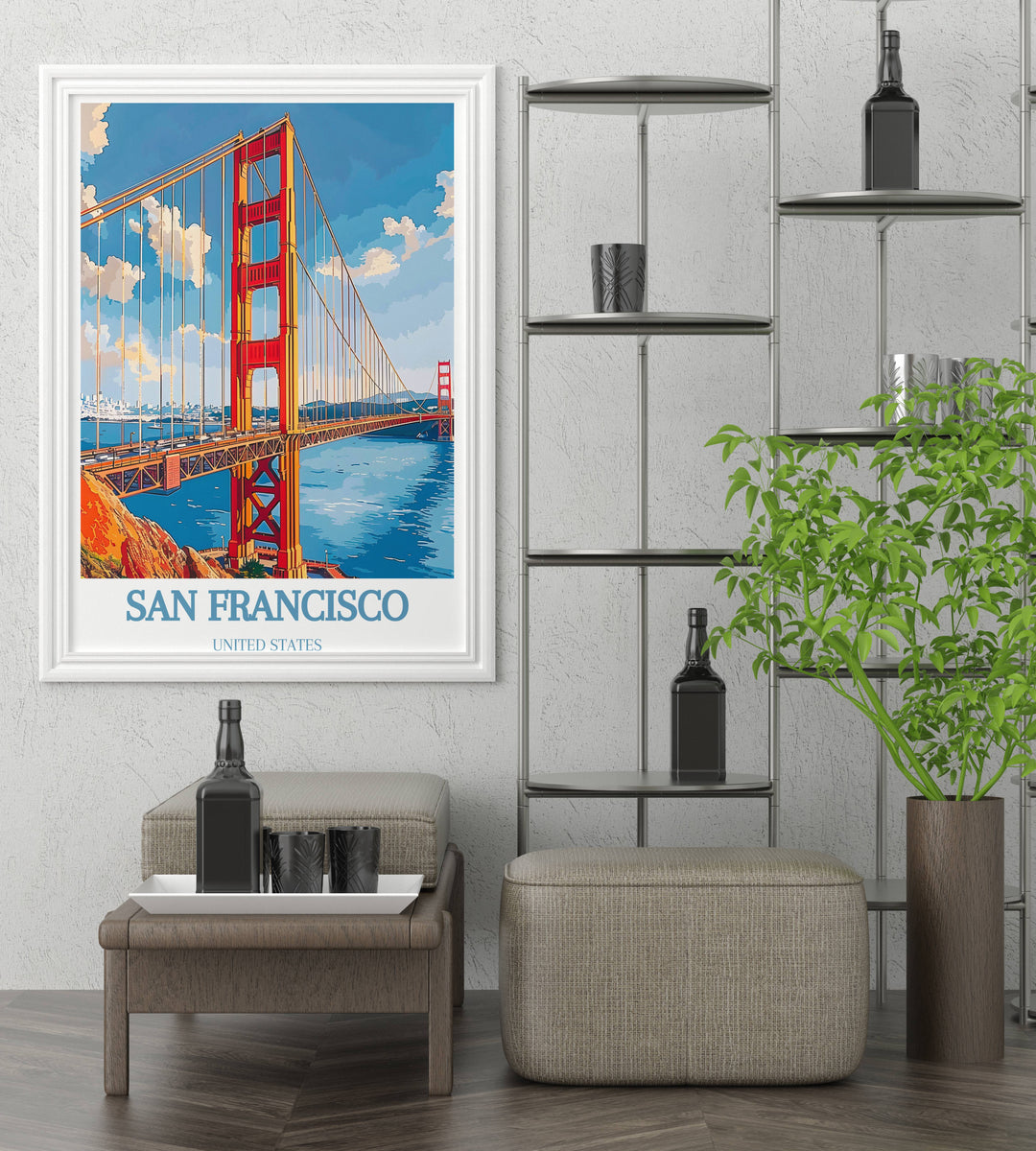 Beautiful Golden Gate Bridge Posters highlighting the scenic beauty and architectural grandeur of this iconic San Francisco landmark.