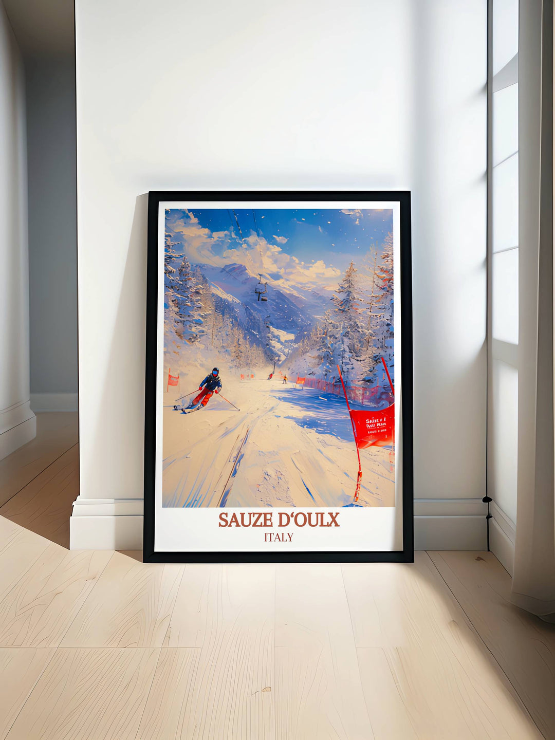Sauze dOulx Ski Resort Fine Art Prints capturing the thrilling slopes and stunning landscapes of the Italian Alps, perfect for adding adventure to your home decor.