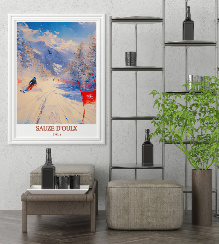 Sauze dOulx Ski Resort Fine Art Prints offering a glimpse into the exhilarating world of alpine sports, perfect for adding a touch of adventure to your home.