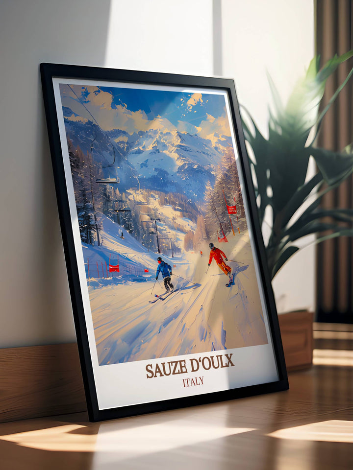 Italy Vintage Posters capturing the captivating landscapes and rich heritage of Sauze dOulx, ideal for bringing the spirit of the Italian Alps into your home.