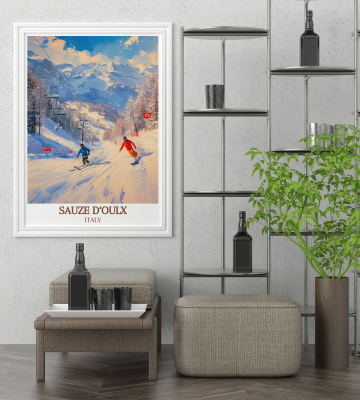 Sauze dOulx Ski Resort Gallery Wall Art offering a glimpse into the exhilarating world of alpine sports, perfect for adding a touch of adventure to your home.