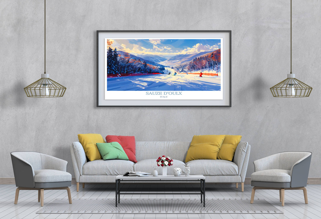 Celebrate the vibrant culture and natural beauty of the Italian Alps with our Italy Prints, highlighting dynamic ski runs and tranquil alpine vistas.