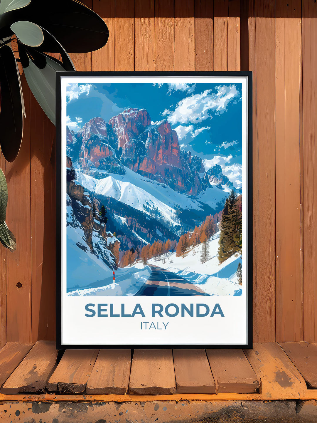 Elegant Sella Ronda Ski Circuit Framed Art featuring the Dolomites, bringing the thrill and beauty of the Italian Alps into your living space.