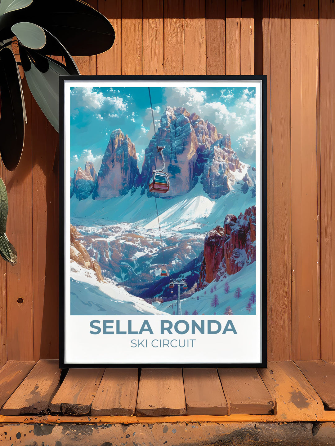 Elegant Sella Ronda Ski Circuit Wall Art featuring the Dolomites, bringing the thrill and beauty of the Italian Alps into your living space.