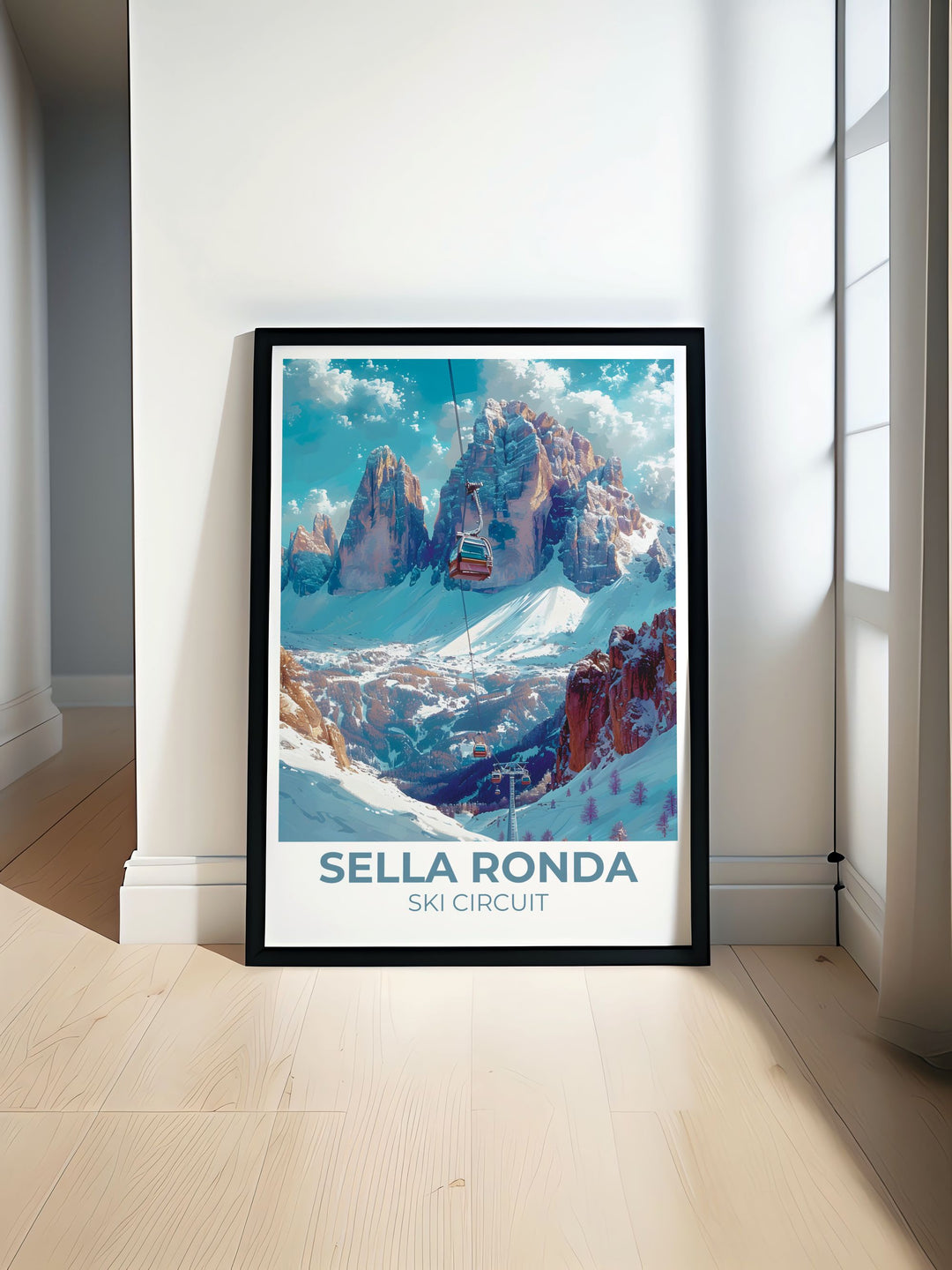 Sass Pordoi Modern Wall Decor capturing the stunning peaks and serene landscapes of the Italian Dolomites, perfect for adding natural beauty to your home decor.