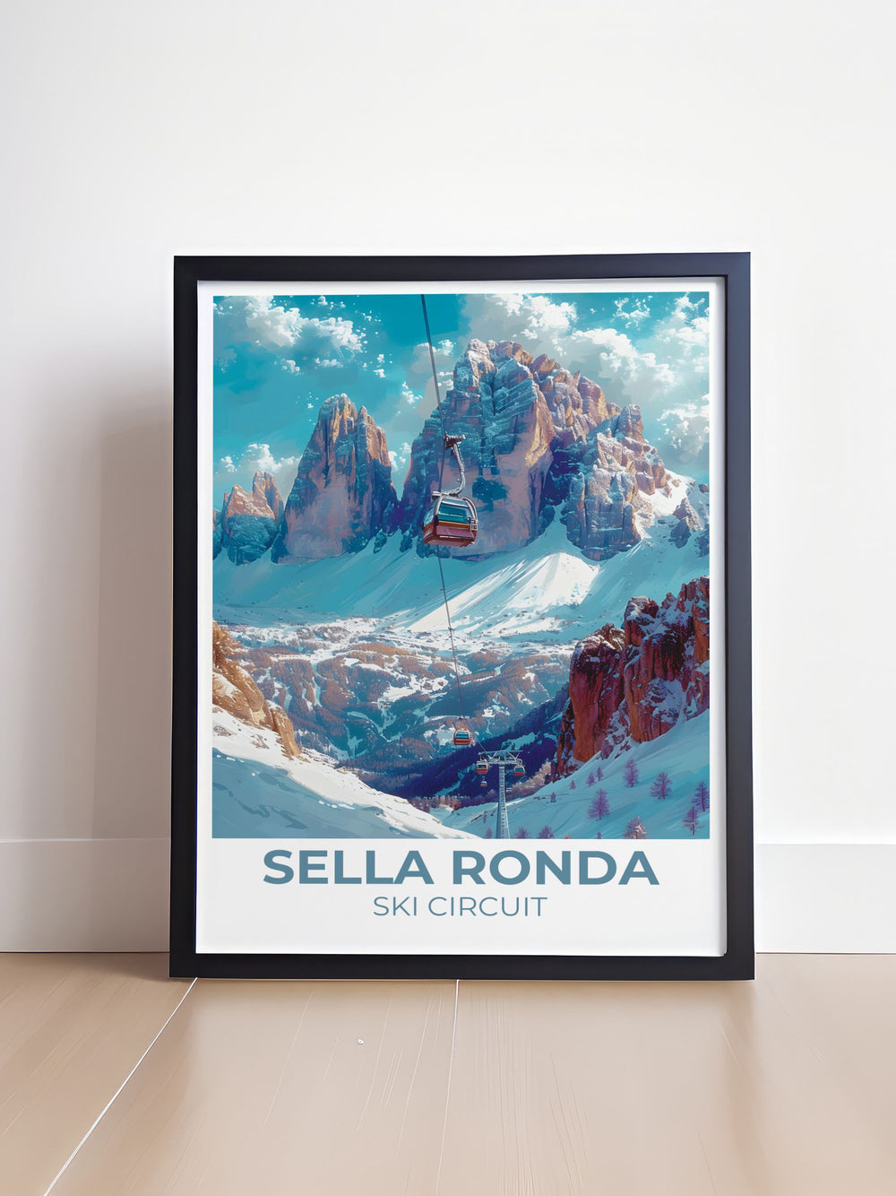 Experience the elegance of Sella Ronda Ski Circuit with our Wall Art, showcasing dynamic slopes and picturesque alpine scenery in stunning detail.